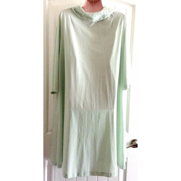 Vintage Shadowline Women's Robe Medium Mint Green Nylon Lace Trim - Picture 3 of 6